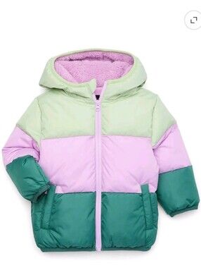 NWOT Swiss Tech Baby Girl Colorblock Puffer Insulated Winter Coat 12 Months